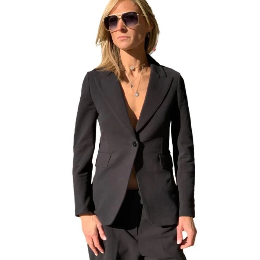 Hana San Blazer NWT One Button Stretch Knit Jacket Retail $495 Womens Size 38